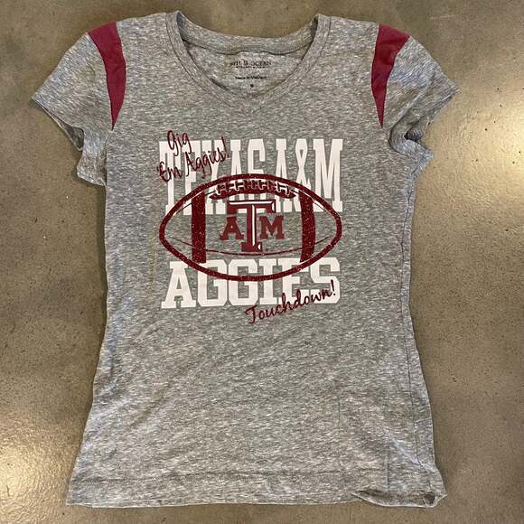 Texas A&M Aggies college football team apparel gray maroon tee youth girls 7/8 - Picture 1 of 3